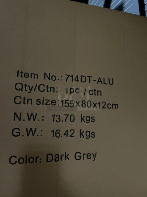 NEW! Commercial Dark Grey Aluminum Rectangular Outdoor Dining Table! Model: 714DT-ALU! On Legs! 2X Your Bid! - Image 8 of 9