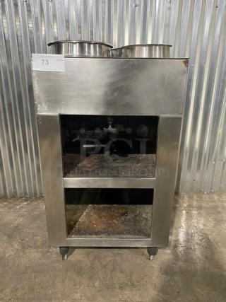 Custom Commercial Stainless Steel Natural Gas Powered 4-Well Soup/Food Warmer! With 4 Insets! With Enclosed Single Shelf Base! On Legs!