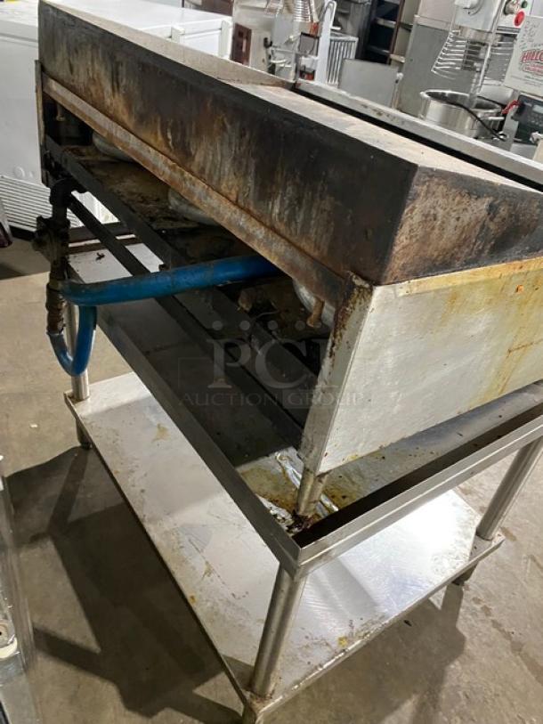 Commercial Stainless Steel Natural Gas Powered Countertop Flat Griddle! With Back & Side Splash! With Single Shelf Equipment Stand! On Legs! ALL ONE MONEY! - Image 3 of 10