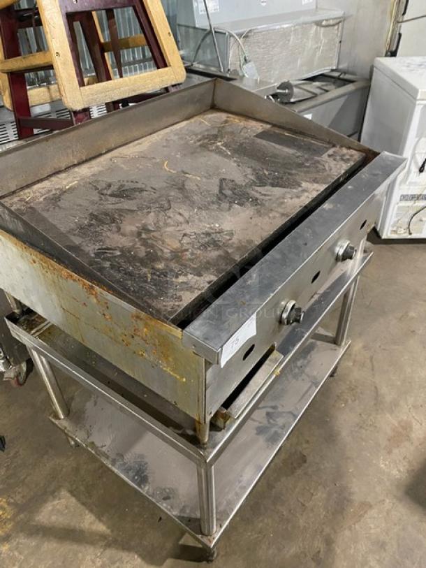 Commercial Stainless Steel Natural Gas Powered Countertop Flat Griddle! With Back & Side Splash! With Single Shelf Equipment Stand! On Legs! ALL ONE MONEY! - Image 10 of 10