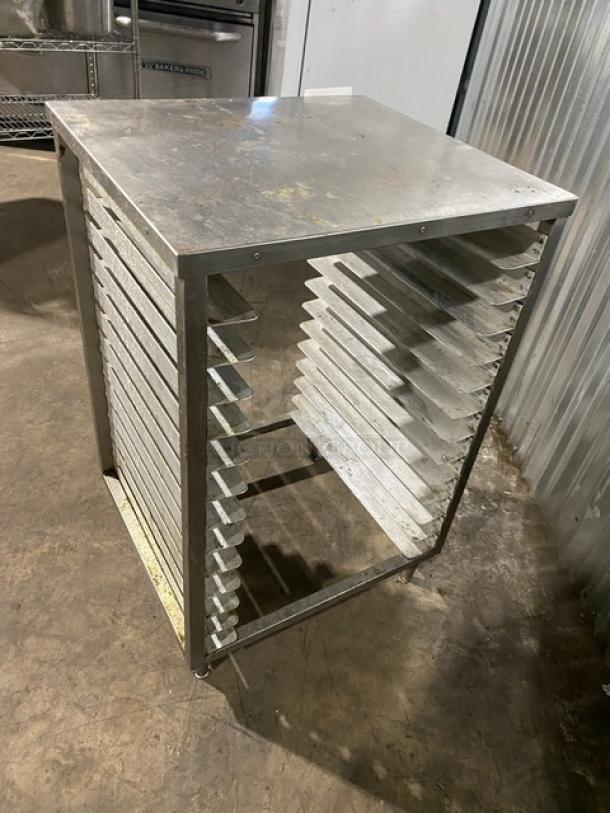 Commercial Stainless Steel Pan Holding Equipment Stand! With Built In Pan Slides! On Legs! - Image 3 of 7