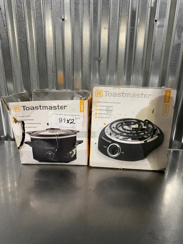 NEW! Toastmaster Commercial Black 1.5 Qt. Slow Cooker! With Toastmaster Countertop Single Burner! 2X Your Bid! - Image 1 of 11