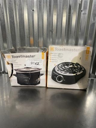 NEW! Toastmaster Commercial Black 1.5 Qt. Slow Cooker! With Toastmaster Countertop Single Burner! 2X Your Bid!