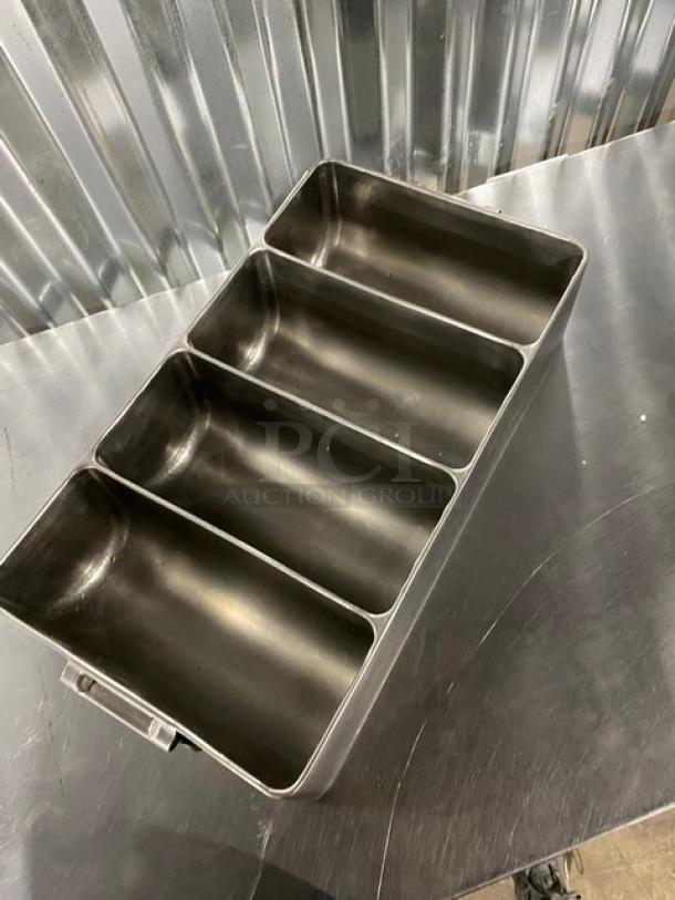 Commercial Stainless Steel 4-Compartment Cutlery Bin! With Handles! - Image 4 of 6