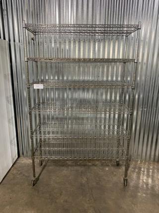 Commercial Chrome Plated Heavy Duty 6-Tier Storage Rack! On Casters!