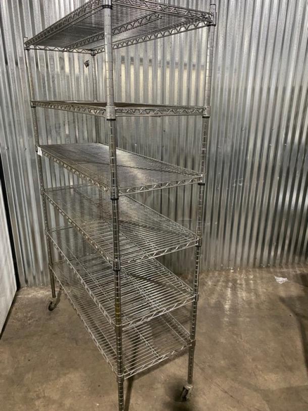 Commercial Chrome Plated Heavy Duty 6-Tier Storage Rack! On Casters! - Image 2 of 7