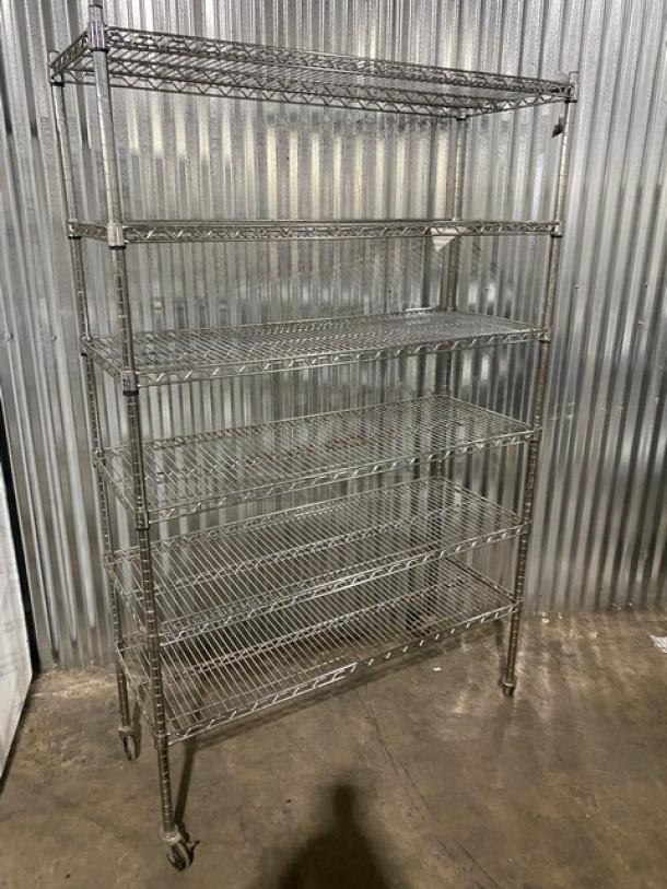 Commercial Chrome Plated Heavy Duty 6-Tier Storage Rack! On Casters! - Image 3 of 7