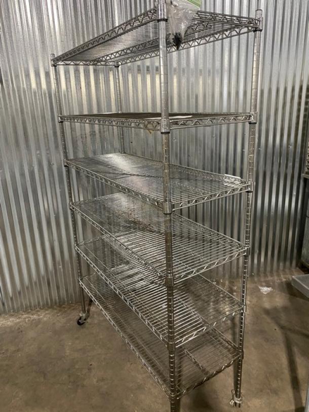 Commercial Chrome Plated Heavy Duty 6-Tier Storage Rack! On Casters! - Image 4 of 7