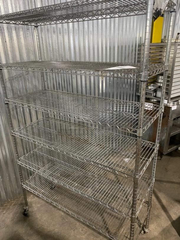 Commercial Chrome Plated Heavy Duty 6-Tier Storage Rack! On Casters! - Image 5 of 7