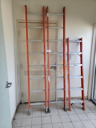 (3) Louisville non-conductive fiberglass ladders