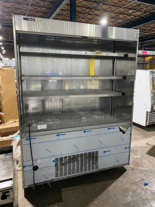 Oscartek! 2019! Late Model! Commercial Stainless Steel Multi-Tier Refrigerated Open Grab-N-Go Merchandiser Display Case! With Pull Down Night Curtain! With Adjustable Shelves! Model: MuroH78L6FL15 SN: SN190398! 220V 1 Phase! On Casters!