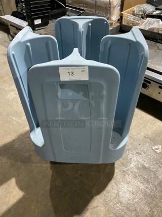 Metro Commercial Powder Blue/Grey Heavy Duty Poly 4-Compartment Poker Chip Style Dish Dolly/Caddie! Model: PCD9! On Casters!