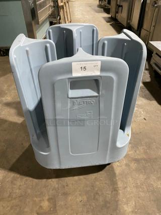 Metro Commercial Powder Blue/Grey Heavy Duty Poly 4-Compartment Poker Chip Style Dish Dolly/Caddie! Model: PCD9! On Casters!
