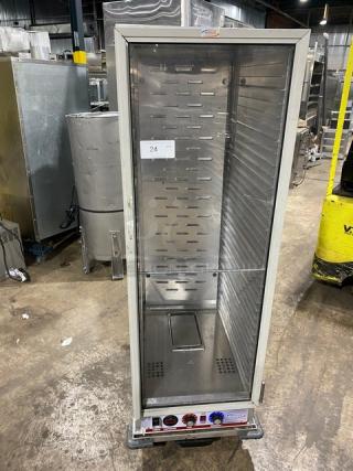 Winholt Commercial Single Glass Door Electric Powered Full Height Heated Holding/Proofing Cabinet! With Built in Pan Holding Slides! 120V! On Casters!