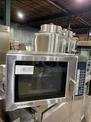 Menumaster Commercial Stainless STeel Electric Powered Countertop Microwave Oven! With Digital Push Controls! Model: RFS12TSW SN: 1702510066! 120V!