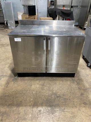 Duke Commercial Stainless Steel 2 Door Refrigerated Back Bar Counter! With Up-Turned Back Splash! With Poly Coated Wire Racks! Model: RUF-48 SN: 01020789! 115V 1 Phase!