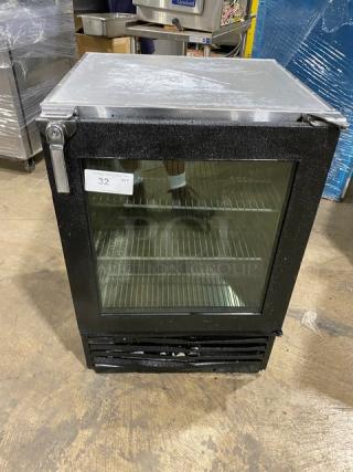 Glastender! 2018! Late Model! Commercial Stainless Steel/Black Powder Coated Single Glass Door Countertop Mug Chiller/Froster! With Poly Coated Wire Racks! Model: MFV24-GN(L) SN: 404184805! 120V 1 Phase!