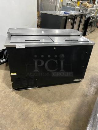 Beverage-Air Commercial Black Powder Coated 50" Horizontal Deep Well Bottle Cooler! With Stainless Seel Worktop & Double Easy-Slide Access Lids! Model: DW49 SN: 8007027! 115V 1 Phase!