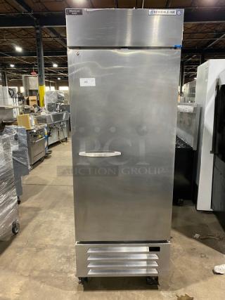 Beverage-Air Horizon Series Commercial Stainless Steel Solid Single Door Reach In Freezer! With Poly Coated Wire Racks! Model: HBF27-1 SN: 12802208! 115V 1 Phase! On Casters!