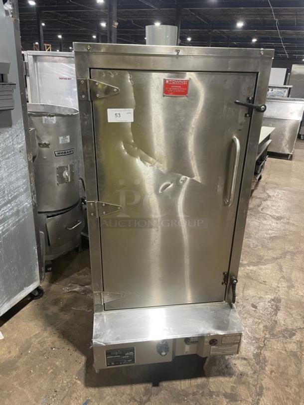 Town MasterRange Series Commercial Stainless Steel Natural Gas-Powered Full-Size Indoor Smokehouse Smoker Oven! With Left-Side Hinged Door! With Wired Oven Racks! Model: SM-30-L-SS-N SN: 144466! On Legs! - Image 1 of 8