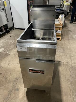 Sierra Commercial Stainless Steel Natural Gas Powered Deep Fat Fryer! With Back Splash & Basket Hanger! On Casters!