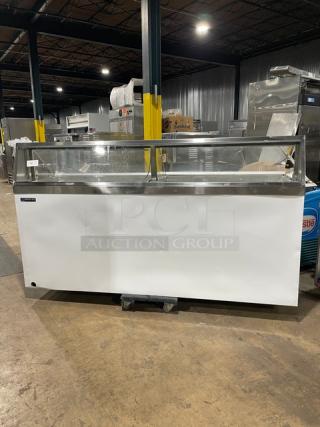 Master-Bilt Commercial White Powder Coated Frozen Yogurt/Ice Cream Dipping Cabinet! With Serve Over Sneeze Guard! With Tub Holders & Rear Lift Open Access!