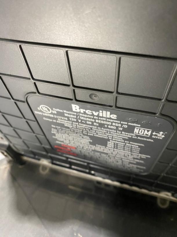 NEW! Scratch-N-Dent! Breville Commercial Stainless Steel Electric Powered Countertop Automatic Espresso Machine! Model: BES880 BSS/D SN: A1BUAESA231503482! 120V 1 Phase! - Image 7 of 9