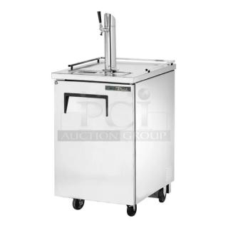 BRAND NEW! True Commercial Stainless Steel Solid Single Door Refrigerated Beer Dispenser/Kegerator! With Single Tap Tower! Model: TDD-1-S-HC SN: 9851253!