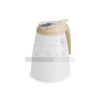 BRAND NEW! Tablecraft Commercial Clear Polyethylene 48 Oz. Multi-Purpose Server/Dispenser! With Almond Colored Thumb-Tab/Screw-Top Lid! Model: 748A! 6X Your Bid!