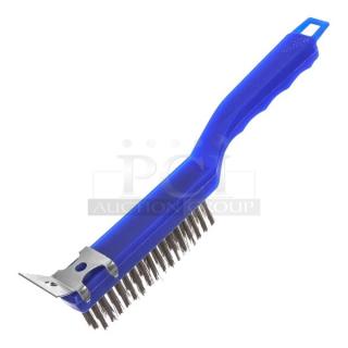 BRAND NEW! Carlisle Sparta Series Commercial Blue 11.5” Broiler/Grill Utility Scratch Brush! With Stainless Steel Bladed Bristles & Scraper! Model: 4067200! 5X Your Bid!