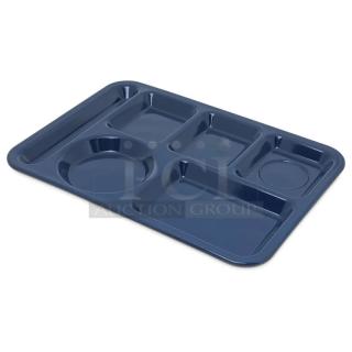 BRAND NEW! Carlisle Commercial Blue Melamine Heavy Duty 10”x14” Left-Handed 6-Compartment Meal Serving Tray! 12 Per Case! Model: 4398050! 2X Your Bid!