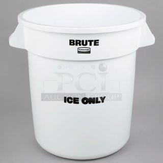 NEW! Scratch-N-Dent! Rubbermaid BRUTE Series Commercial White Heavy Duty “Ice Only” ProServe Container! With Non-Slip Handles! Model: FG9F8600WHT! - Item #1185518