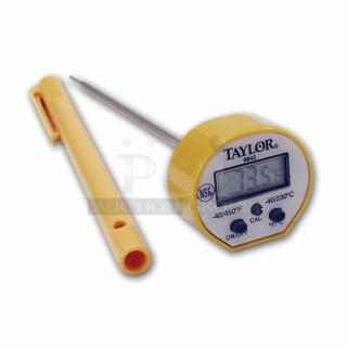 BRAND NEW! Taylor Commercial Stainless Steel/Yellow Waterproof Digital Instant-Read Probe Style Thermometer! Model: 9842FDA! 6X Your Bid!