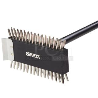 BRAND NEW! Carlisle Sparta Series Commercial Black Broiler/Grill Utility Scratch Brush! With Removable 30” Wooden Handle! With Stainless Steel Bristles & Scraper! Model: 4029000! 3X Your Bid!