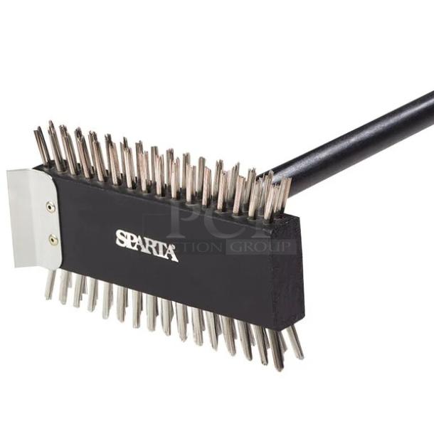 BRAND NEW! Carlisle Sparta Series Commercial Black Broiler/Grill Utility Scratch Brush! With Removable 30” Wooden Handle! With Stainless Steel Bristles & Scraper! Model: 4029000! 3X Your Bid! - Image 1 of 1
