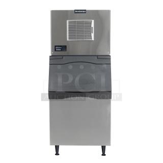 NEW! OUT OF THE BOX! Scotsman Prodigy Elite Series Commercial Stainless Steel Electric Powered Air-Cooled Medium Cube Ice Making Machine Head/Bin Combo! Model: MC0530MA-1A SN: 23061320011528! 115V 1 Phase! On Legs! - Item #1185331