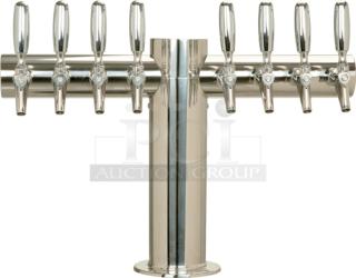 BRAND NEW! Micro Matic Metropolis Series Commercial Polished Stainless Steel 8-Tap Single Tower "T"-Style Beer Dispenser! Model: METRO-T-8PSSKR-4!