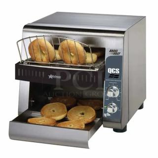 NEW! SCRATCH-N-DENT! Star Manufacturing Holman QCS-Series Commercial Stainless Steel Electric Powered Countertop Bagel Conveyor Toaster! With 10" Wide Belt! Model: QCS-1-50BC SN: QCS10822A003! 120V 1 Phase!
