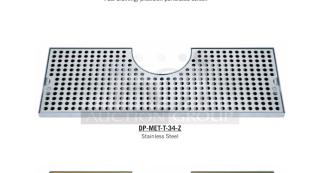 BRAND NEW! Micro Matic Commercial Stainless Steel 34" x 8.5" Perforated Metropolis T-Tower Surface Mount Drip Tray! With 3.5" Drain Nipple! Model: DP-MET-T-34-Z!