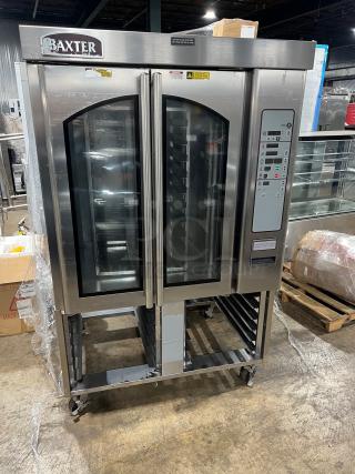 WOW! BAXTER! LIKE NEW! Late Model! Commercial Stainless Steel Electric Powered 10-Pan Mini Rack Oven! With Pan Holding Base! Model: OC310E! On Casters! WORKING WHEN REMOVED!