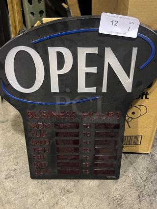 LED Open/Hours Sign