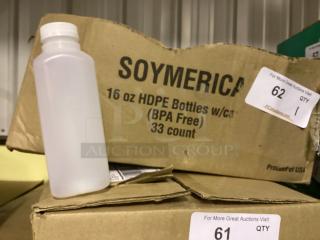 16 oz HDPE Plastic Sauce Bottles W/Caps 
33 Bottles Per case
