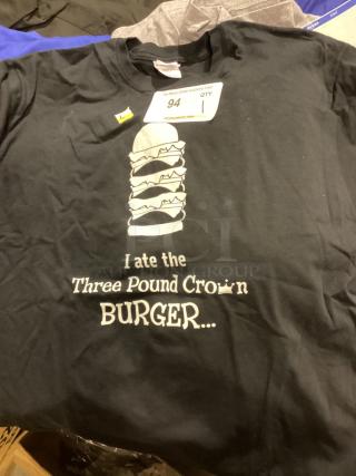 Spokes Pub & Grill "I ate the Three Pound Crown Burger" T-Shirt
Size Large