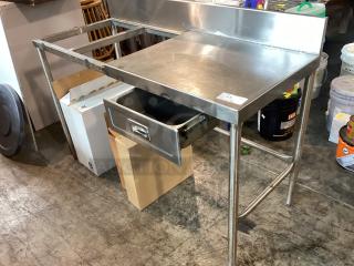 Stainless Steel Table W/Drawer and Cutting Board Spot. No Cutting Boards Included. 
60 x 24 x 42