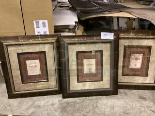 Lot of Framed Wine Wall Art 
Qty 3 
Your Bid x 3