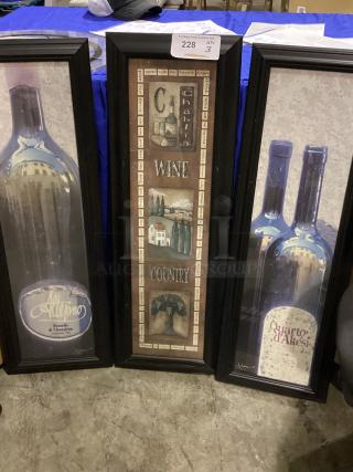 Framed Wine Wall Art 
Qty 3 
Your Bid x 3