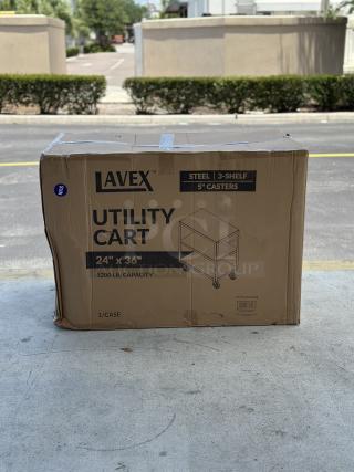 Lavex - 36" x 24" x 35" Three Shelf Steel Utility Cart. 1,200 lb. Capacity.