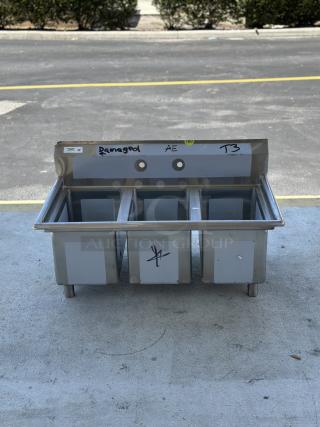 BRAND NEW! SCRATCH AND DENT! Regency - 3-Compartment Sink.