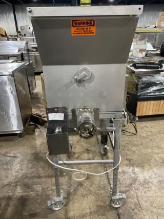 Biro Commercial Stainless Steel Electric Powered Mobile Floor-Model Meat Mixer/Grinder! Model: AFMG-24 SN: 22657! 220V 3 Phase! On Casters! - Item #1184591