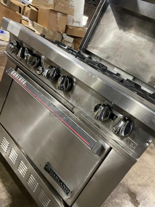 Garland Commercial Stainless Steel Natural Gas Powered 6 Burner Range/Oven Combo! With Vulcan Commercial Stainless Steel Overhead Salamander Broiler/Cheese Melter! With Wired Oven Racks! On Casters! - Image 8 of 9